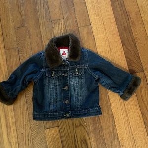 Baby Gap Denim Jacket Coat W Faux Fur Collar And Cuffs 6-12 Mos ADORABLE!
